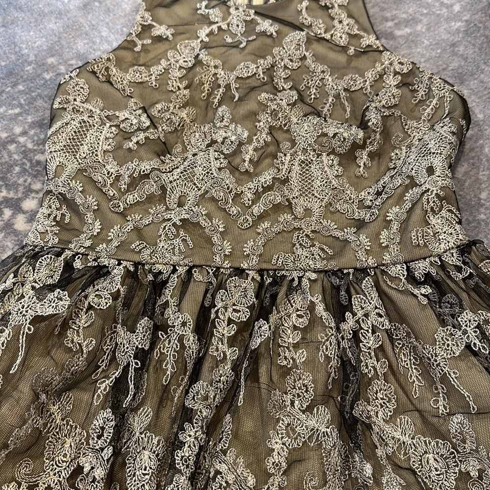 INA AMAZING GOLD AND BLACK LACE T BACK DRESS - Picture 14 of 15